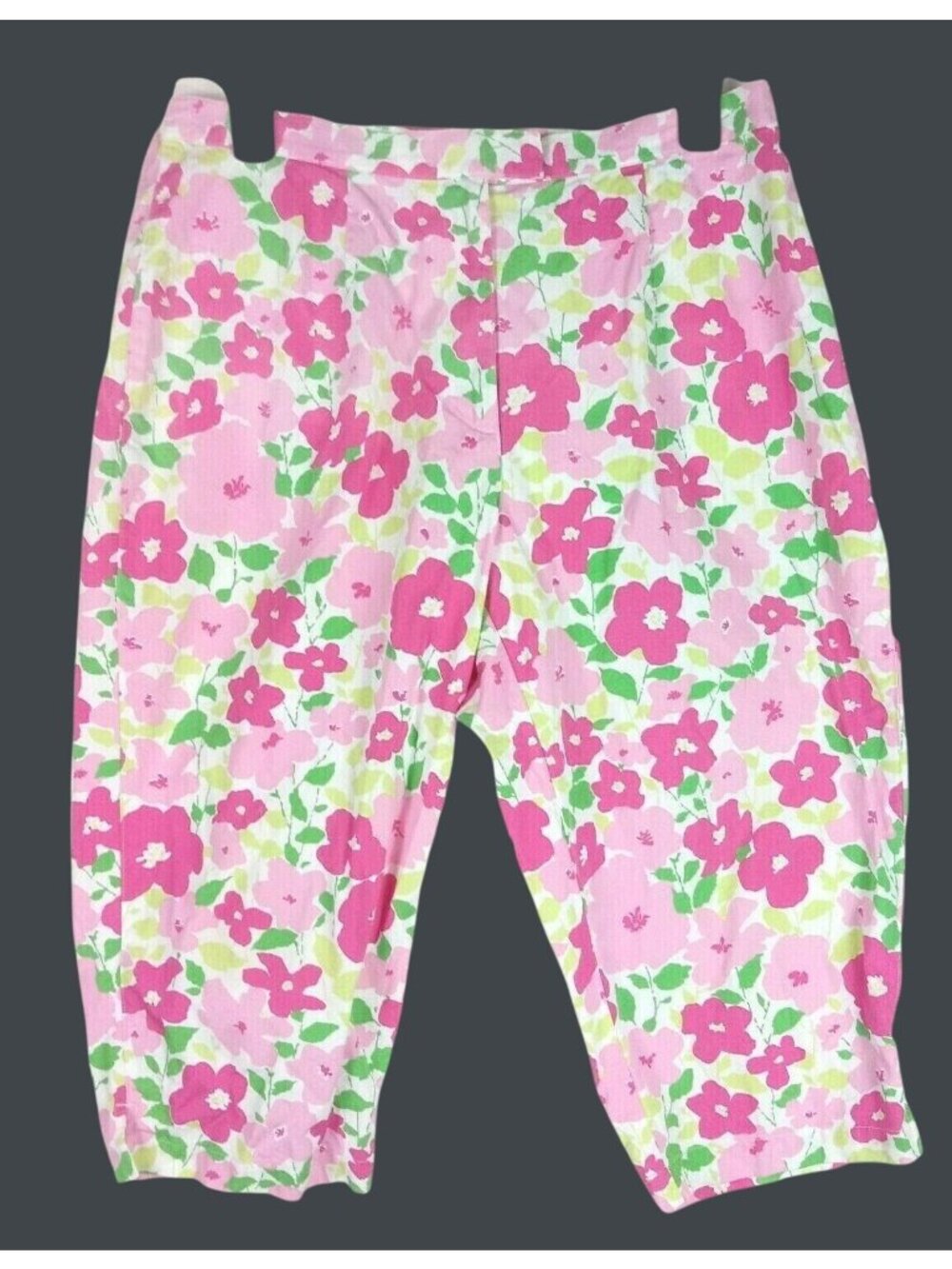 Liz Claiborne Floral Capri Pants Womens Petite 14P Pink Spring Travel Coastal